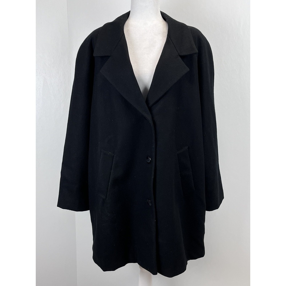 Stephanie Matthews Woman Wool Coat Sz 1X Plus GUC Black Mid Length